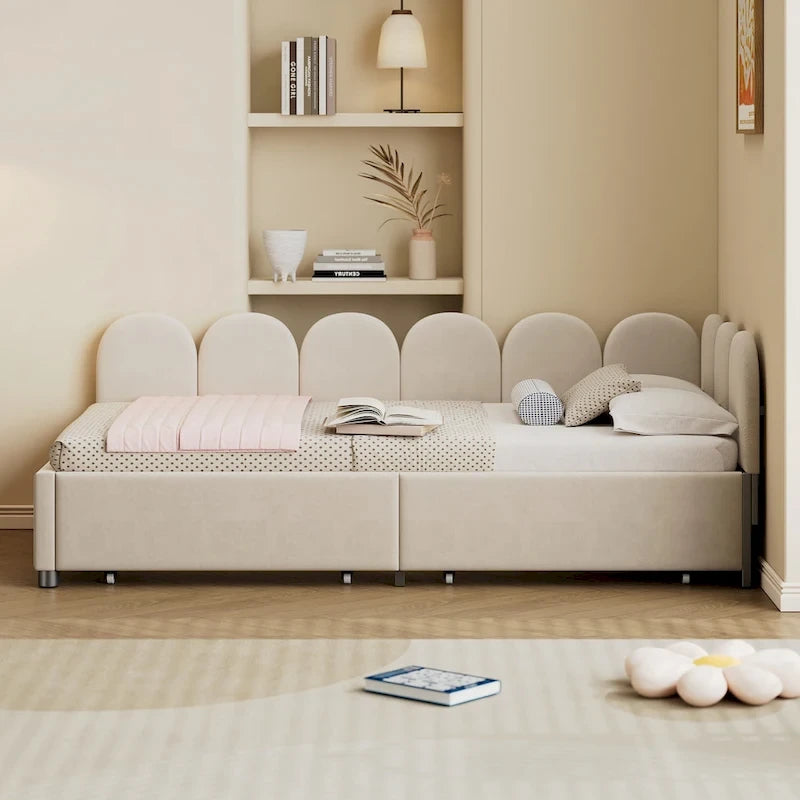 Twin size Upholstered Daybed with 2 Drawers