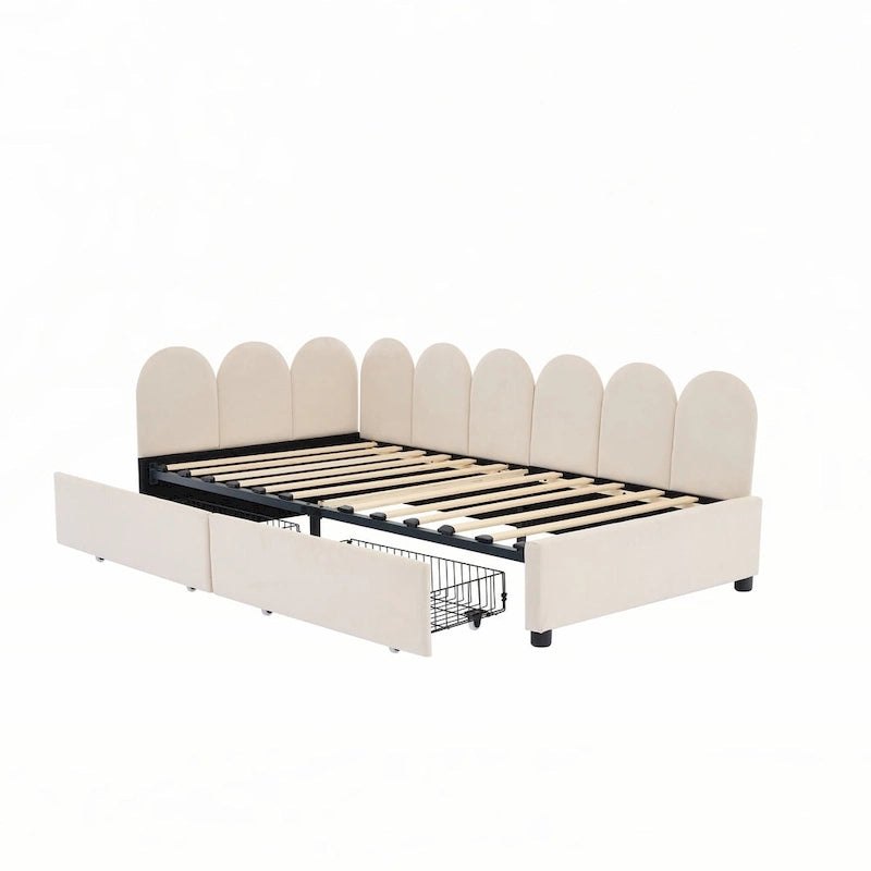 Sofá cama tapizado individual con 2 cajones