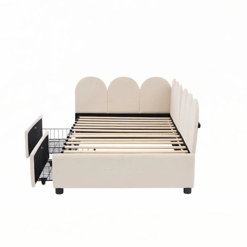 Sofá cama tapizado individual con 2 cajones