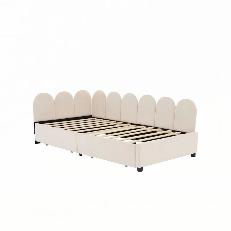 Sofá cama tapizado individual con 2 cajones