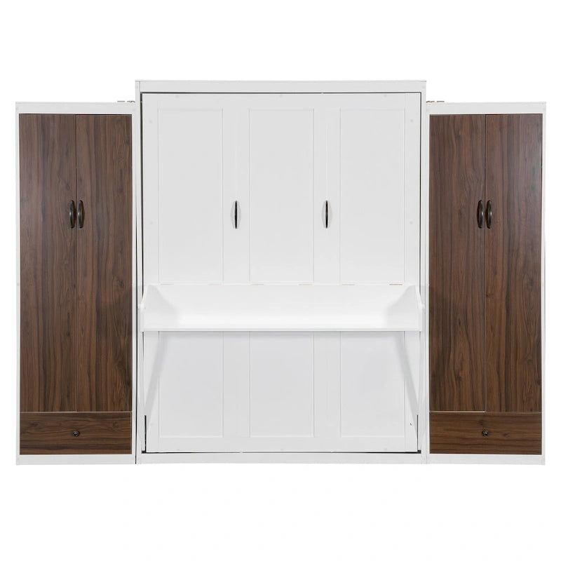 Cama Murphy/Abatible con Armario, Cajones, Luz LED y Escritorio