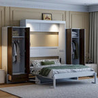 Cama Murphy/Abatible con Armario, Cajones, Luz LED y Escritorio