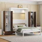 Cama Murphy/Abatible con Armario, Cajones, Luz LED y Escritorio