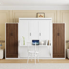 Cama Murphy/Abatible con Armario, Cajones, Luz LED y Escritorio
