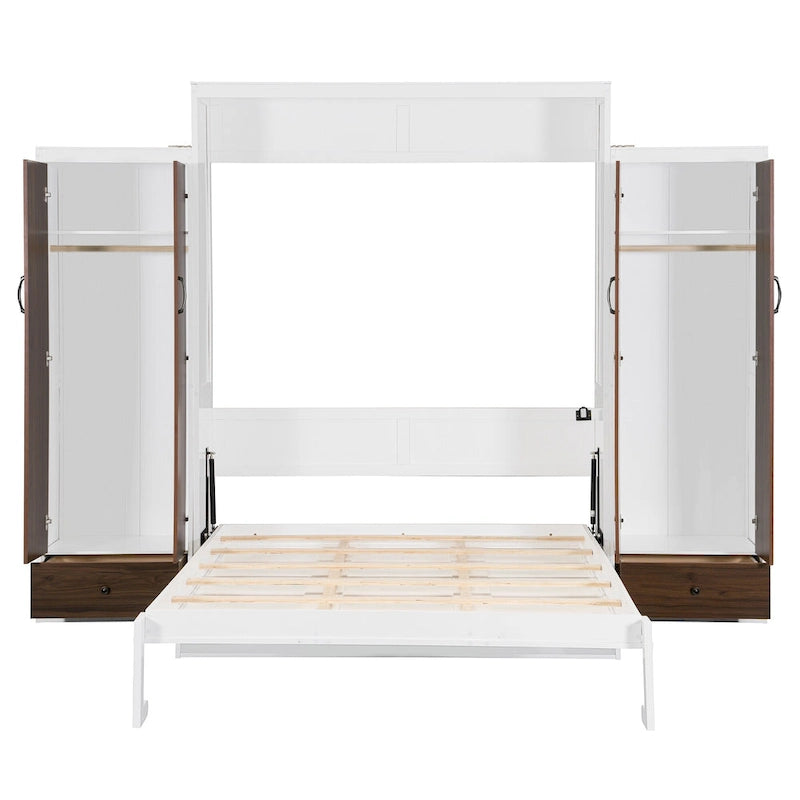 Cama Murphy/Abatible con Armario, Cajones, Luz LED y Escritorio
