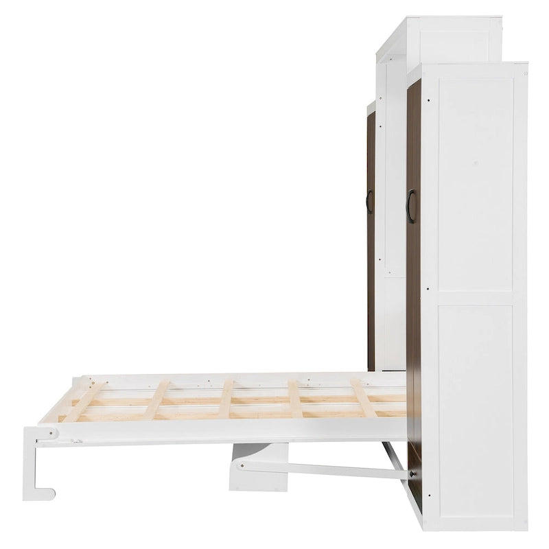 Cama Murphy/Abatible con Armario, Cajones, Luz LED y Escritorio