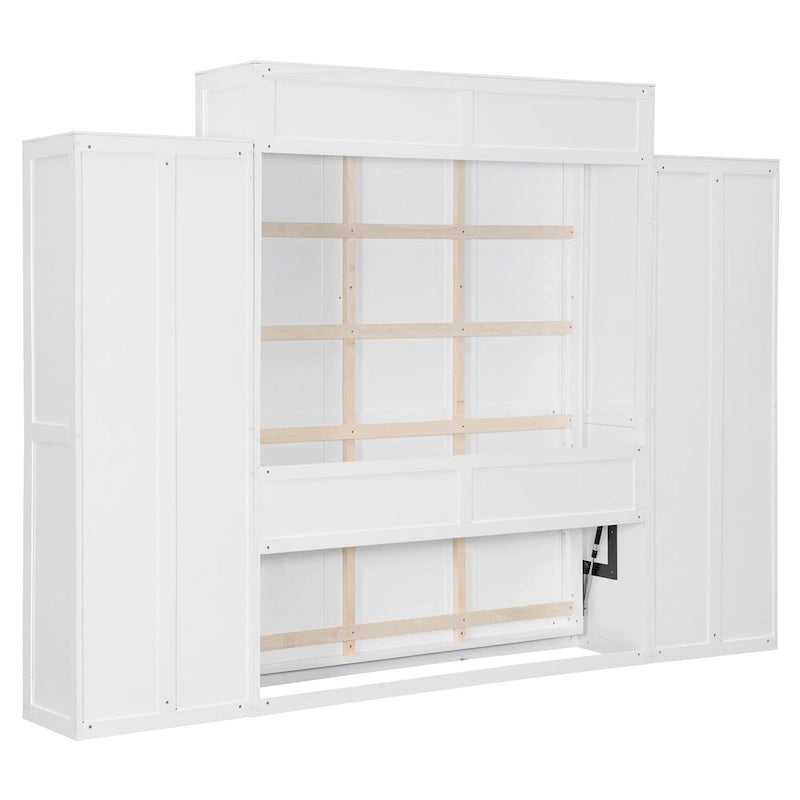 Cama Murphy/Abatible con Armario, Cajones, Luz LED y Escritorio