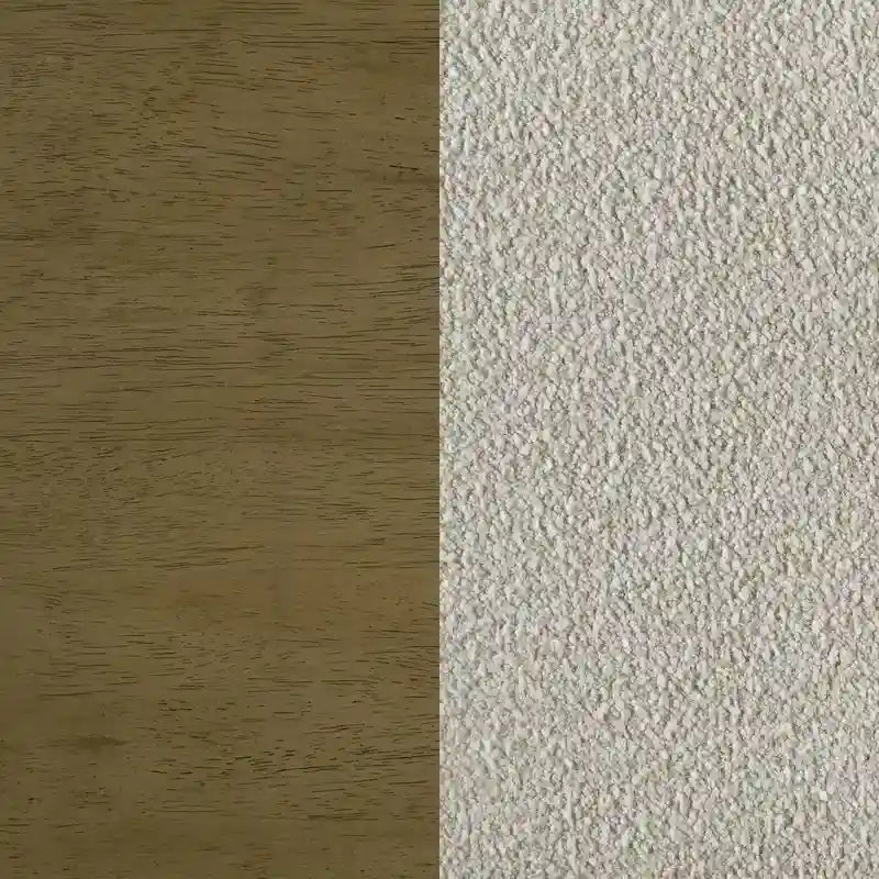 Cama King, tapizado bouclé beige con canales verticales, marrón