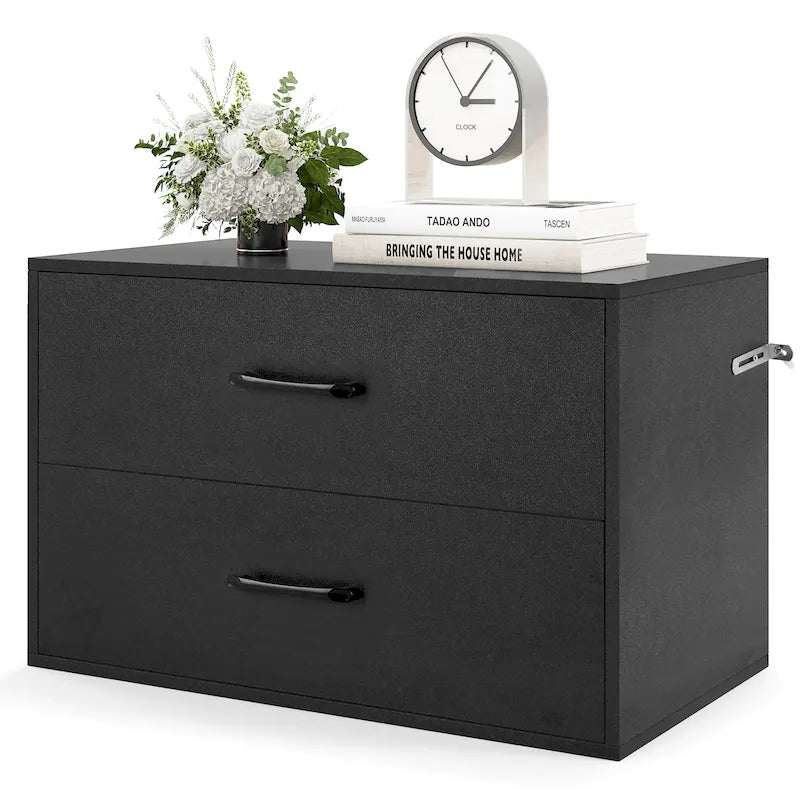 Cómoda apilable de 2 cajones, cubo de almacenamiento de madera multiusos