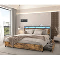 Cama King de Almacenamiento Inteligente con Luces LED y Estación de Carga, 4 Cajones, Más de 60,000 Colores RGB
