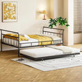 Cama de día metálica con diseño de mango curvo y cama nido individual para dormitorio