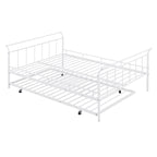 Cama de día metálica con diseño de mango curvo y cama nido individual para dormitorio
