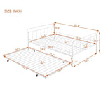 Cama de día metálica con diseño de mango curvo y cama nido individual para dormitorio