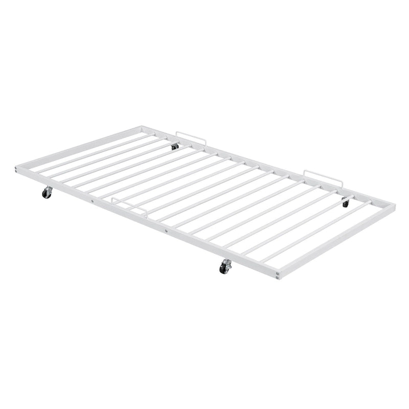 Cama de día metálica con diseño de mango curvo y cama nido individual para dormitorio
