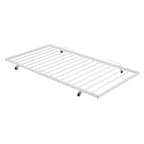 Cama de día metálica con diseño de mango curvo y cama nido individual para dormitorio