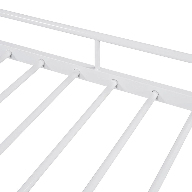 Cama de día metálica con diseño de mango curvo y cama nido individual para dormitorio