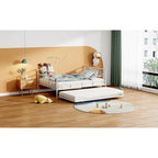 Cama de día metálica con diseño de mango curvo y cama nido individual para dormitorio