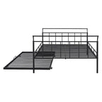 Cama de día metálica con diseño de mango curvo y cama nido individual para dormitorio