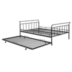 Cama de día metálica con diseño de mango curvo y cama nido individual para dormitorio