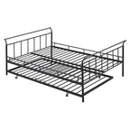 Cama de día metálica con diseño de mango curvo y cama nido individual para dormitorio