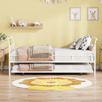 Cama de día metálica con diseño de mango curvo y cama nido individual para dormitorio