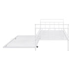 Cama de día metálica con diseño de mango curvo y cama nido individual para dormitorio