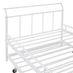 Cama de día metálica con diseño de mango curvo y cama nido individual para dormitorio