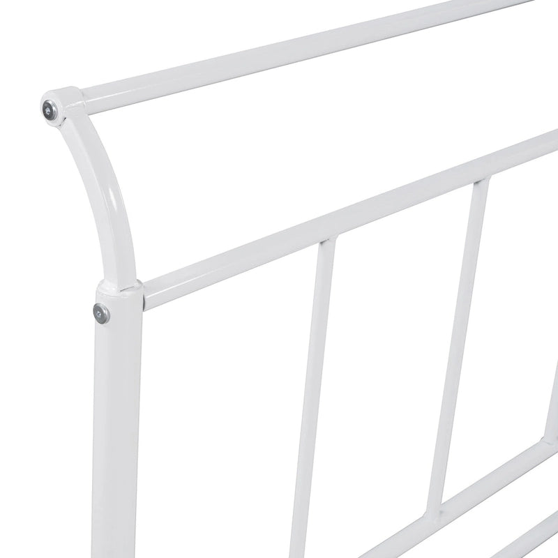 Cama de día metálica con diseño de mango curvo y cama nido individual para dormitorio