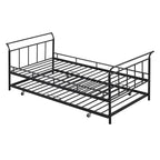 Cama de día metálica con diseño de mango curvo y cama nido individual para dormitorio