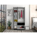 32.2 Armario moderno de dos puertas con cinco estantes y un cajón para dormitorio