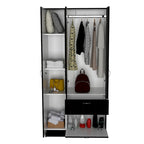 32.2 Armario moderno de dos puertas con cinco estantes y un cajón para dormitorio