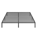 Cama metálica con plataforma Black King con cabecero de madera en forma de onda