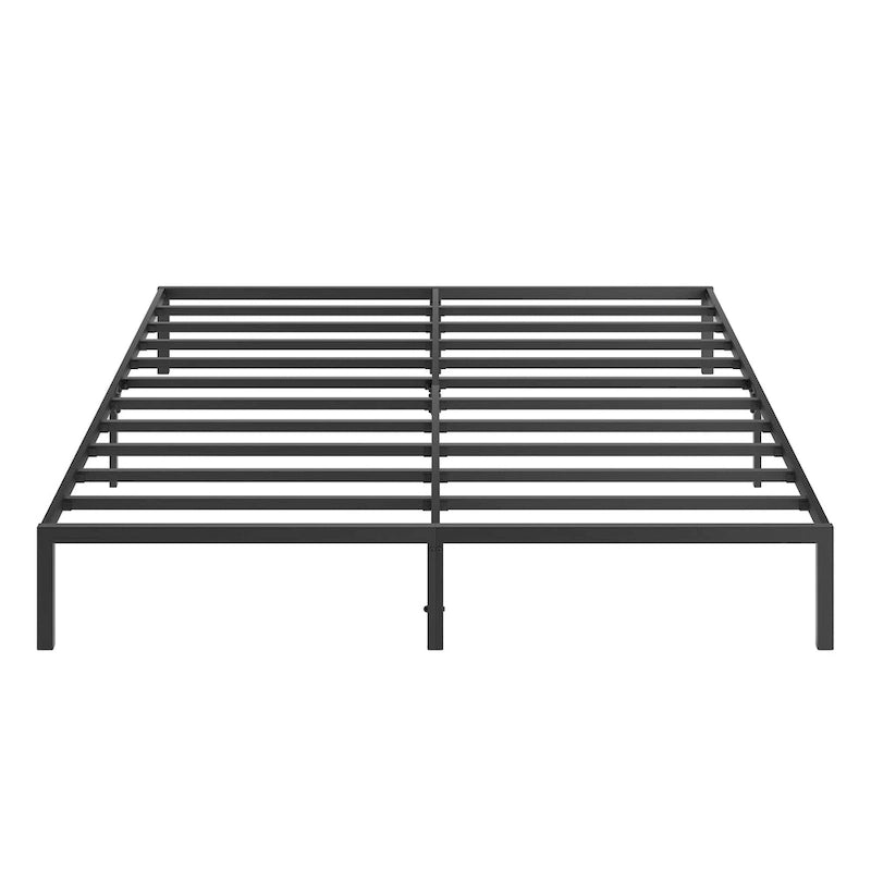 Cama metálica con plataforma Black King con cabecero de madera en forma de onda