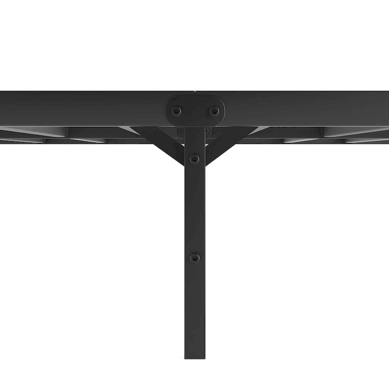 Cama metálica con plataforma Black King con cabecero de madera en forma de onda