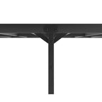 Cama metálica con plataforma Black King con cabecero de madera en forma de onda