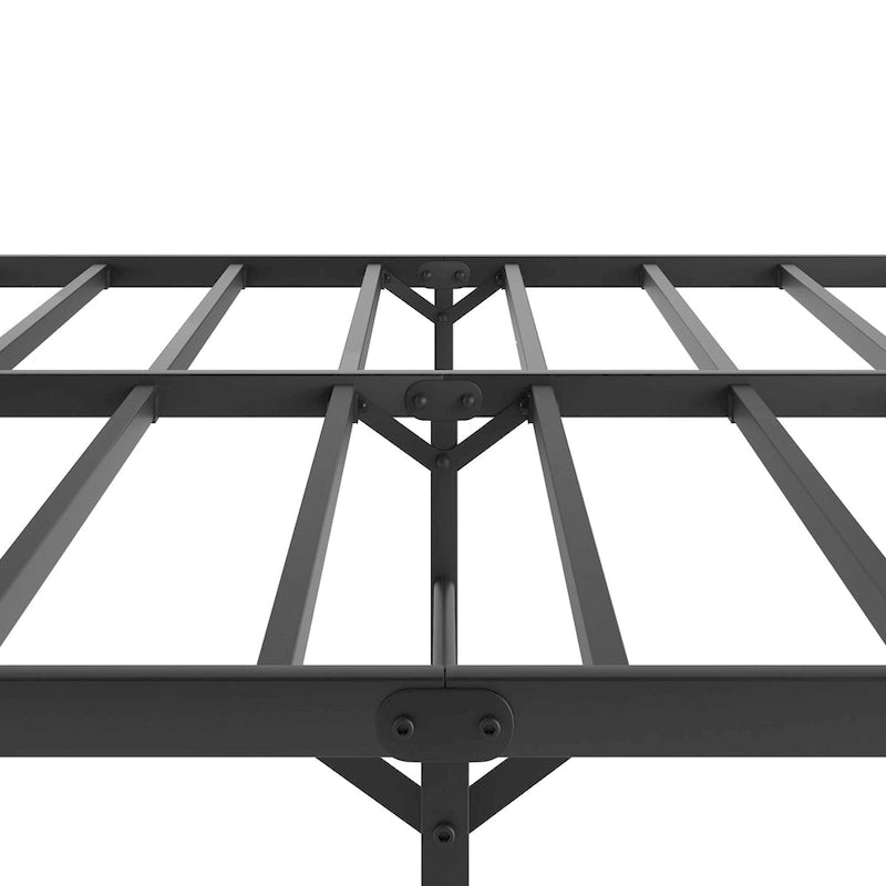 Cama metálica con plataforma Black King con cabecero de madera en forma de onda