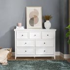 Cómoda horizontal Farmhouse moderna de 7 cajones, armario, almacenamiento de ropa, armario con cajones de almacenamiento para sala de estar