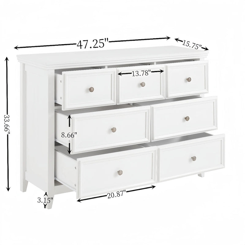 Cómoda horizontal Farmhouse moderna de 7 cajones, armario, almacenamiento de ropa, armario con cajones de almacenamiento para sala de estar