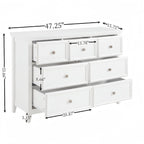 Cómoda horizontal Farmhouse moderna de 7 cajones, armario, almacenamiento de ropa, armario con cajones de almacenamiento para sala de estar