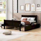 Cama de Plataforma de Madera de Pino Macizo con 4 Cajones y Diseño