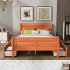 Cama de Plataforma de Madera de Pino Macizo con 4 Cajones y Diseño