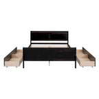 Cama de Plataforma de Madera de Pino Macizo con 4 Cajones y Diseño