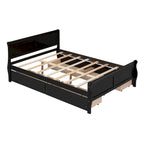 Cama de Plataforma de Madera de Pino Macizo con 4 Cajones y Diseño