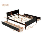 Cama de Plataforma de Madera de Pino Macizo con 4 Cajones y Diseño