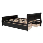 Cama de Plataforma de Madera de Pino Macizo con 4 Cajones y Diseño