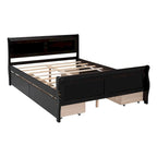 Cama de Plataforma de Madera de Pino Macizo con 4 Cajones y Diseño