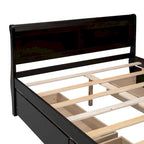 Cama de Plataforma de Madera de Pino Macizo con 4 Cajones y Diseño