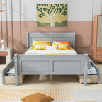 Cama de Plataforma de Madera de Pino Macizo con 4 Cajones y Diseño