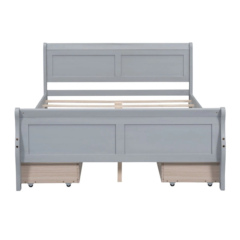 Cama de Plataforma de Madera de Pino Macizo con 4 Cajones y Diseño