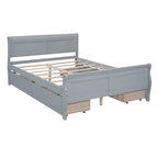 Cama de Plataforma de Madera de Pino Macizo con 4 Cajones y Diseño